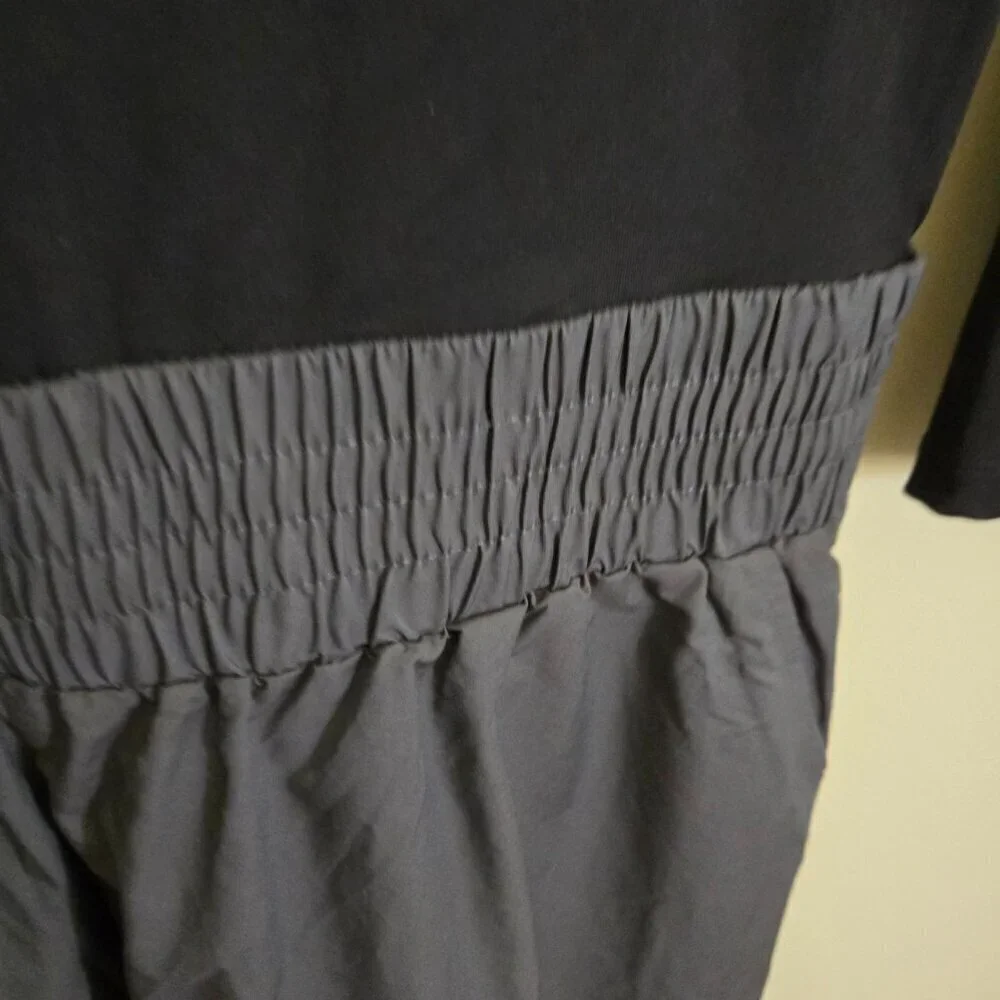 Venus Black Gray Mixed Media Scoop Neck Jumpsuit Size L